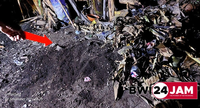 Penampakan TKP bayi dikubur di Banyuwangi. [Polsek Wongsorejo]